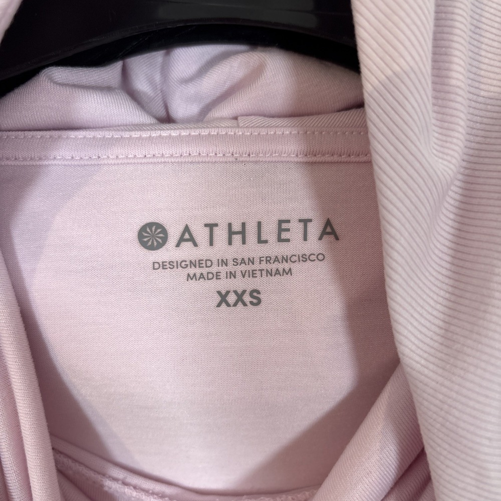 Athleta Essence Hooded Cowl Neck Tunic Top Pink XXS Long Sleeve Athletic Run - Picture 4 of 10